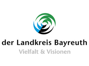 Logo for der Landkreis Bayreuth featuring a green-blue-black circular swirl and the text 'Vielfalt & Visionen'